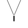 22" Sterling Silver Box Chain with On-Trend 36MM Skinny Vertical Dog Tag Pendant with Pave Black Sapphires and Black Rhodium Prongs