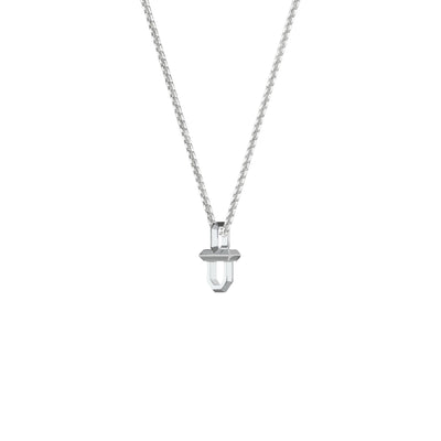 22" Sterling Silver Box Chain with Sterling Silver Shield Pendant with Polished Finish