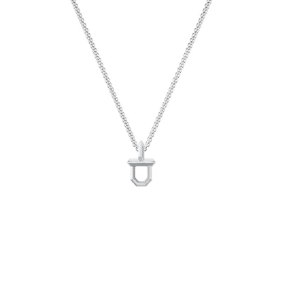 22" Sterling Silver Box Chain with Sterling Silver Shield Pendant with Polished Finish