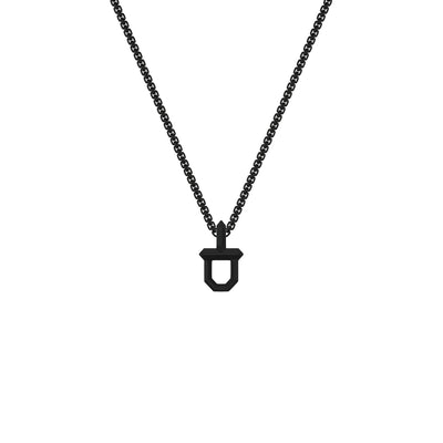 22" Sterling Silver Box Chain with Black Ruthenium over Sterling Silver Shield Design Pendant with Polished Finish