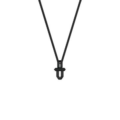 22" Sterling Silver Box Chain with Black Ruthenium over Sterling Silver Shield Design Pendant with Polished Finish