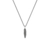 22" On-Trend Sterling Silver Box Chain with Feather Pendant and Silver Rhodium Finish