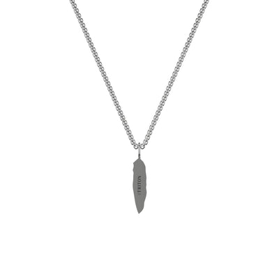 22" On-Trend Sterling Silver Box Chain with Feather Pendant and Silver Rhodium Finish