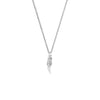 22" On-Trend Sterling Silver Box Chain with Feather Pendant and Silver Rhodium Finish