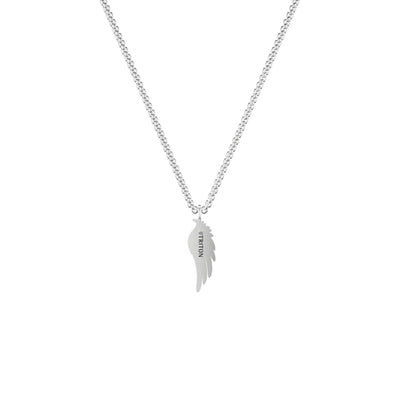 22" On-Trend Sterling Silver Box Chain with Feather Pendant and Silver Rhodium Finish
