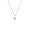 22" On-Trend Sterling Silver Box Chain with Feather Pendant and Silver Rhodium Finish