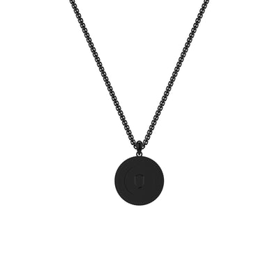 24" On-Trend Black Ruthenium over Sterling Silver Box Chain with Compass Pendant