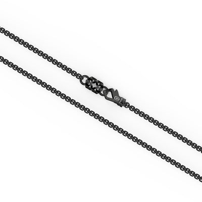 24" On-Trend Black Ruthenium over Sterling Silver Box Chain with Compass Pendant