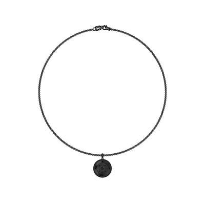 24" On-Trend Black Ruthenium over Sterling Silver Box Chain with Compass Pendant