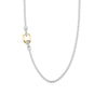 24" Inch Shield Sterling Silver Box Chain Necklace with Bold 14/18K Yellow Gold Placed Shield Accent and Silver Rhodium Finish