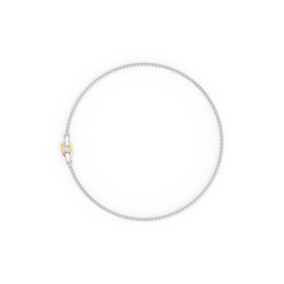 24" Inch Shield Sterling Silver Box Chain Necklace with Bold 14/18K Yellow Gold Placed Shield Accent and Silver Rhodium Finish