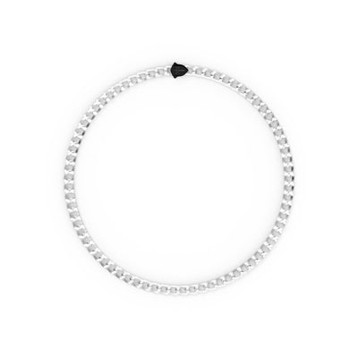 22" Sterling Silver Chain Necklace with Shield Design and Polished Finish with Black PVD Clasp