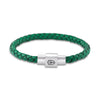 T89 Braided Leather Bracelet with Silver-Satin Magnetic Closure