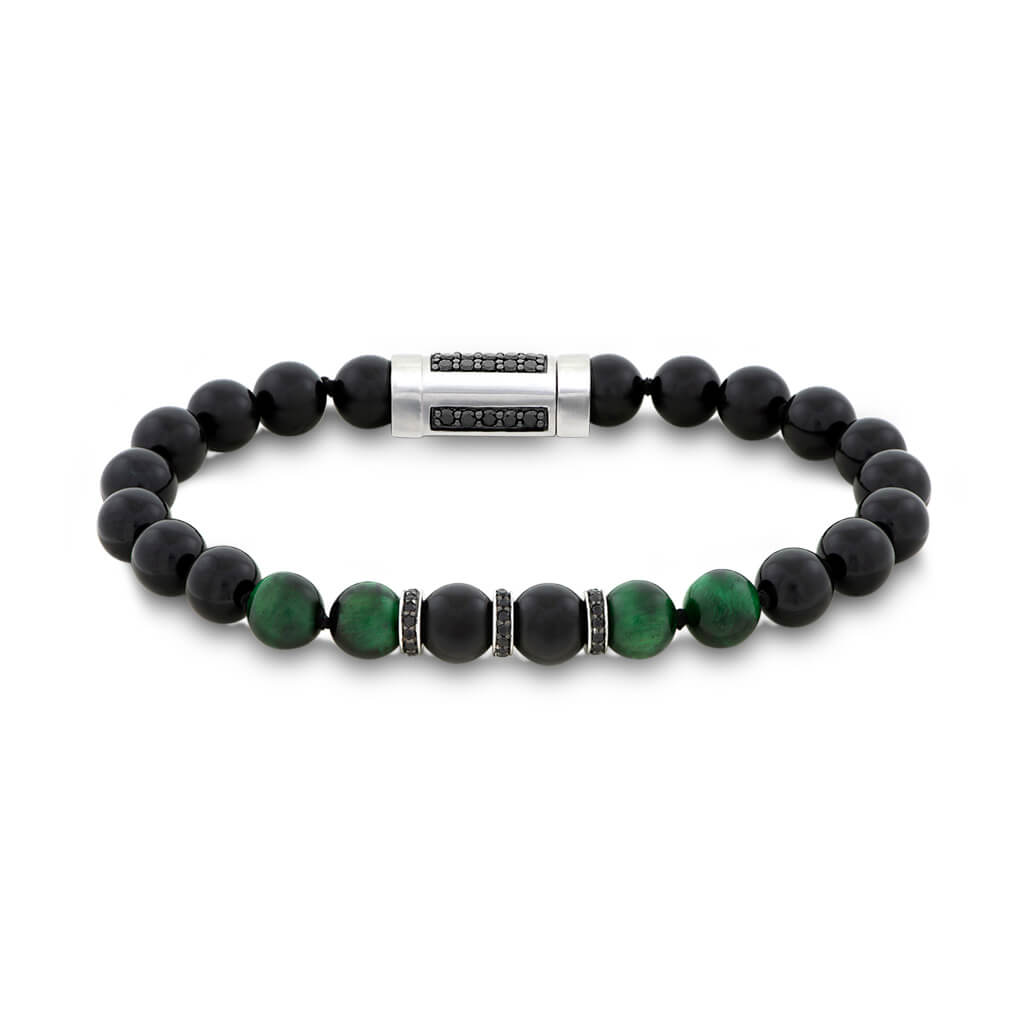 Triton Beaded Bracelet Green Tiger Eye & Black Onyx - Triton Triton Beaded Bracelet Green Tiger Eye & Black Onyx - Triton