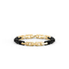 8" On-Trend Two-Tone Bracelet with Polished 18K Yellow Gold Plating over Sterling Silver an Black PVD Links with Silver Rhodium Finish