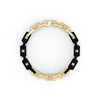 8" On-Trend Two-Tone Bracelet with Polished 18K Yellow Gold Plating over Sterling Silver an Black PVD Links with Silver Rhodium Finish