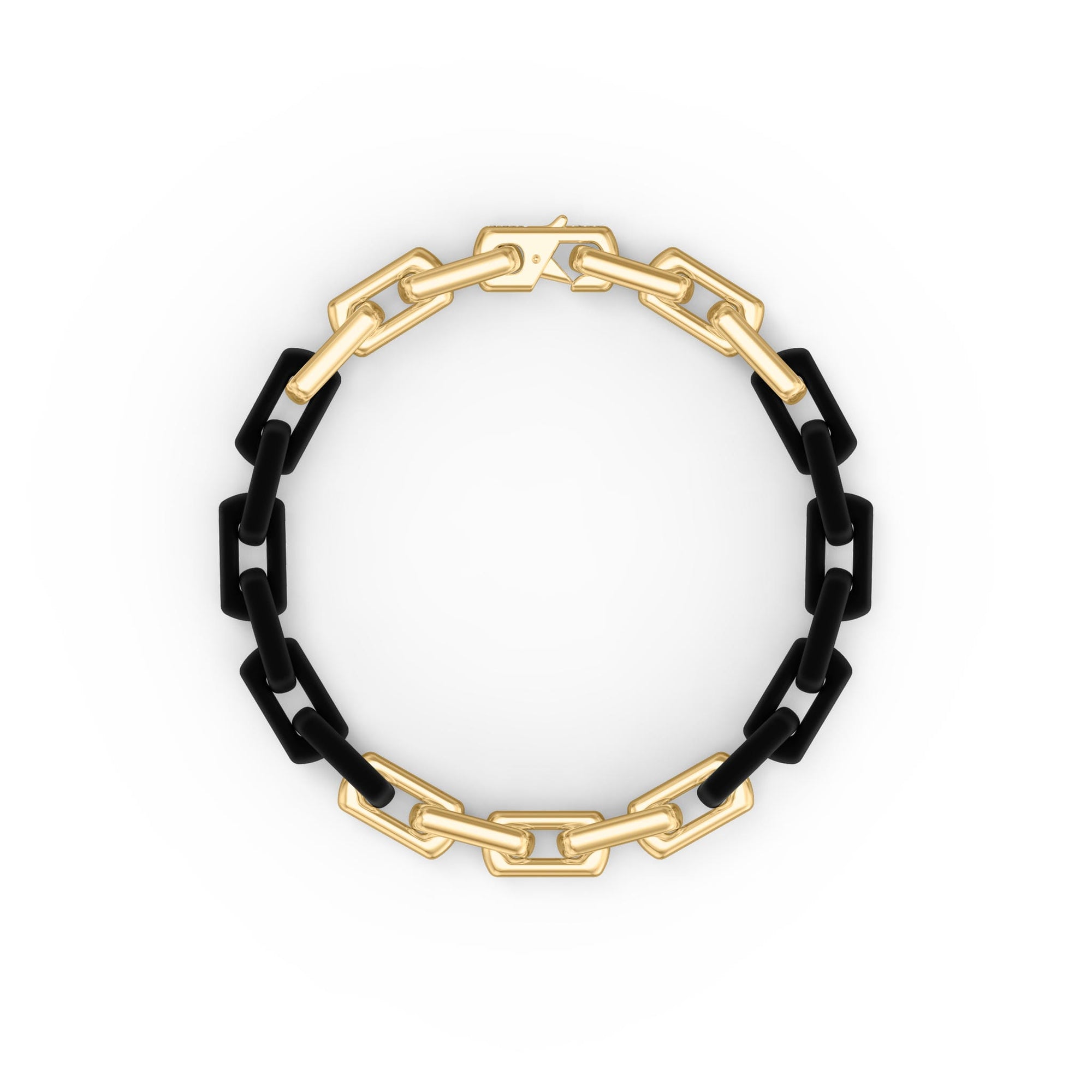 8" On-Trend Two-Tone Bracelet with Polished 18K Yellow Gold Plating over Sterling Silver an Black PVD Links with Silver Rhodium Finish