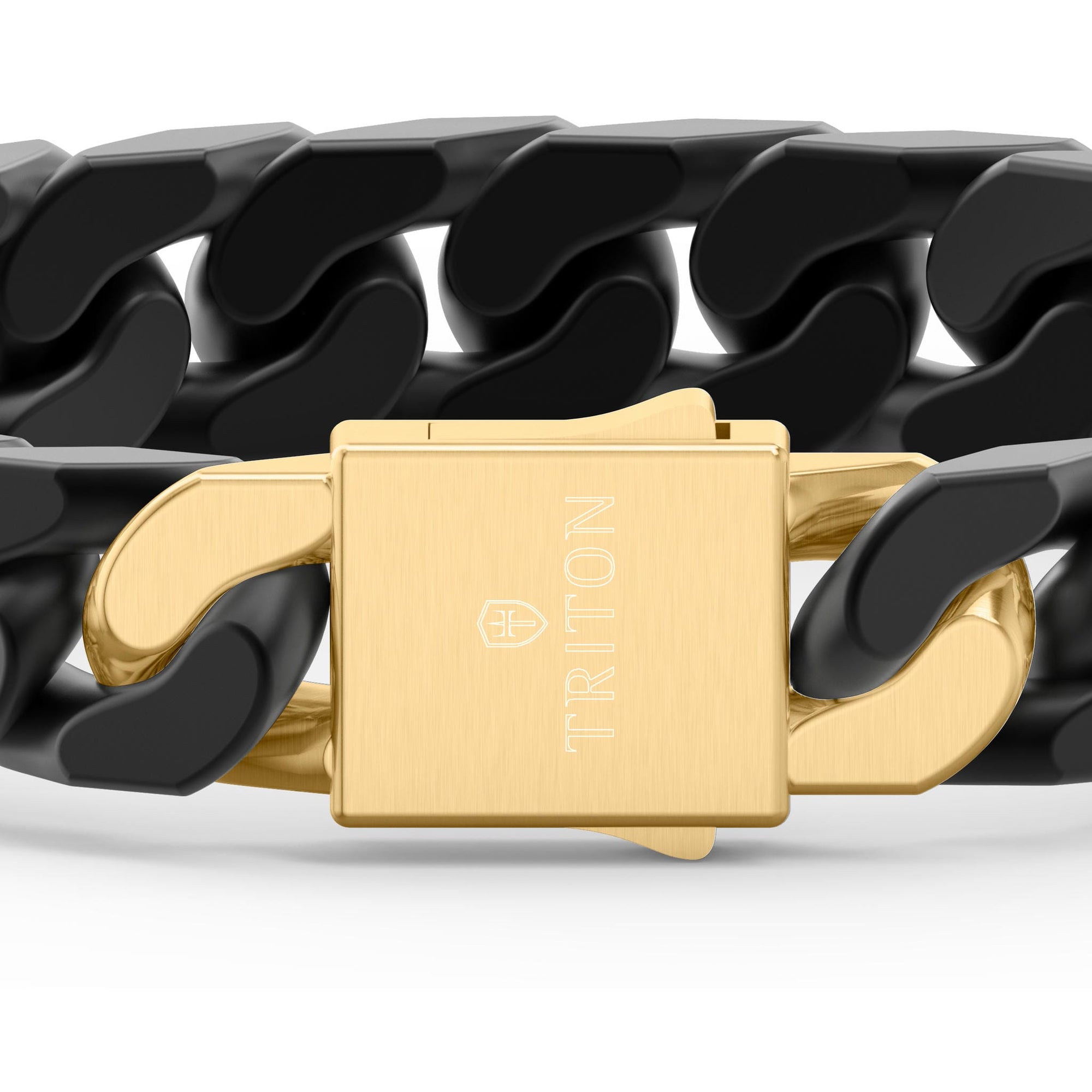 8" On-Trend Cuban Link Black Ceramic Bracelet with 10MM Links and 18K Yellow Gold Over Sterling Silver Clasp