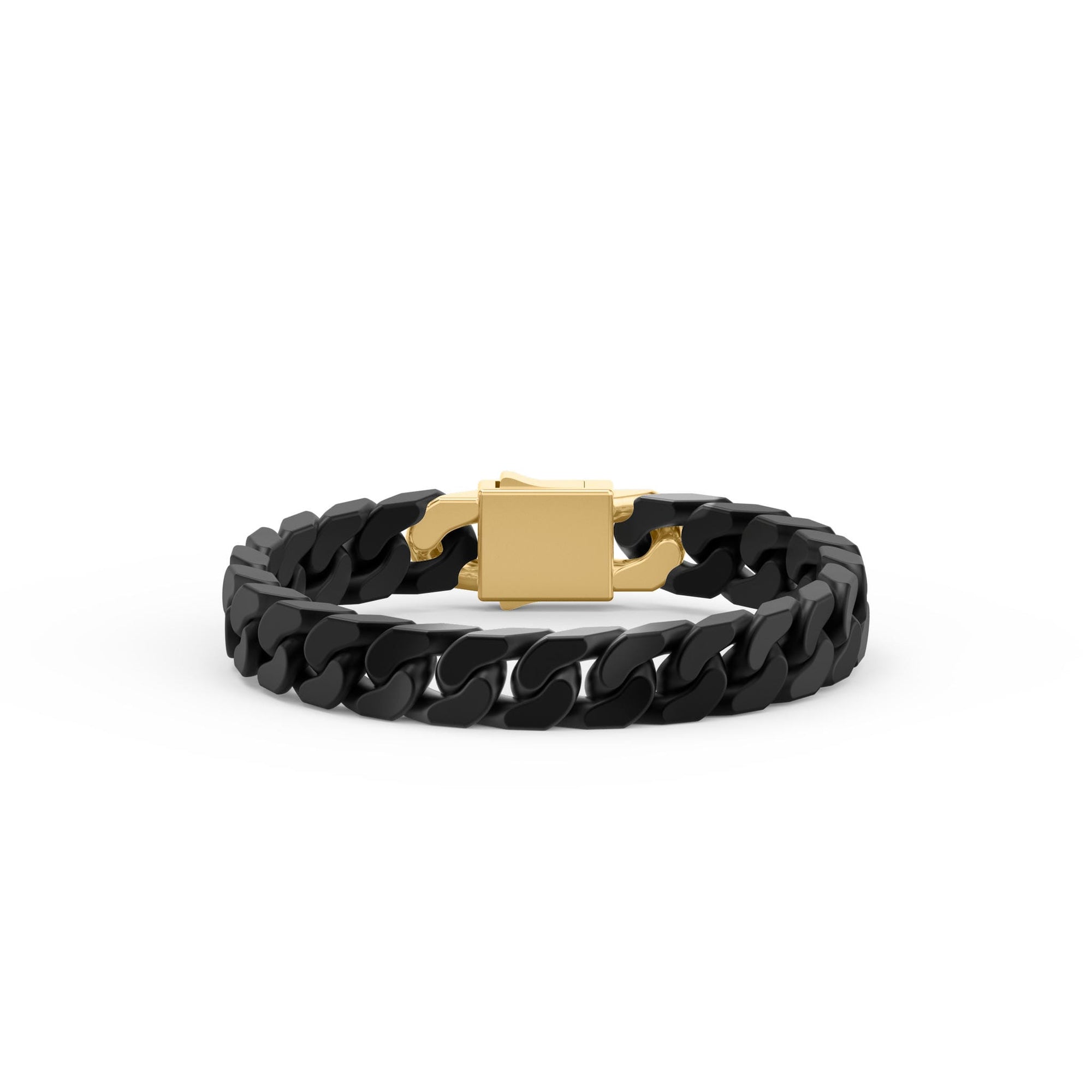 8" On-Trend Cuban Link Black Ceramic Bracelet with 10MM Links and 18K Yellow Gold Over Sterling Silver Clasp