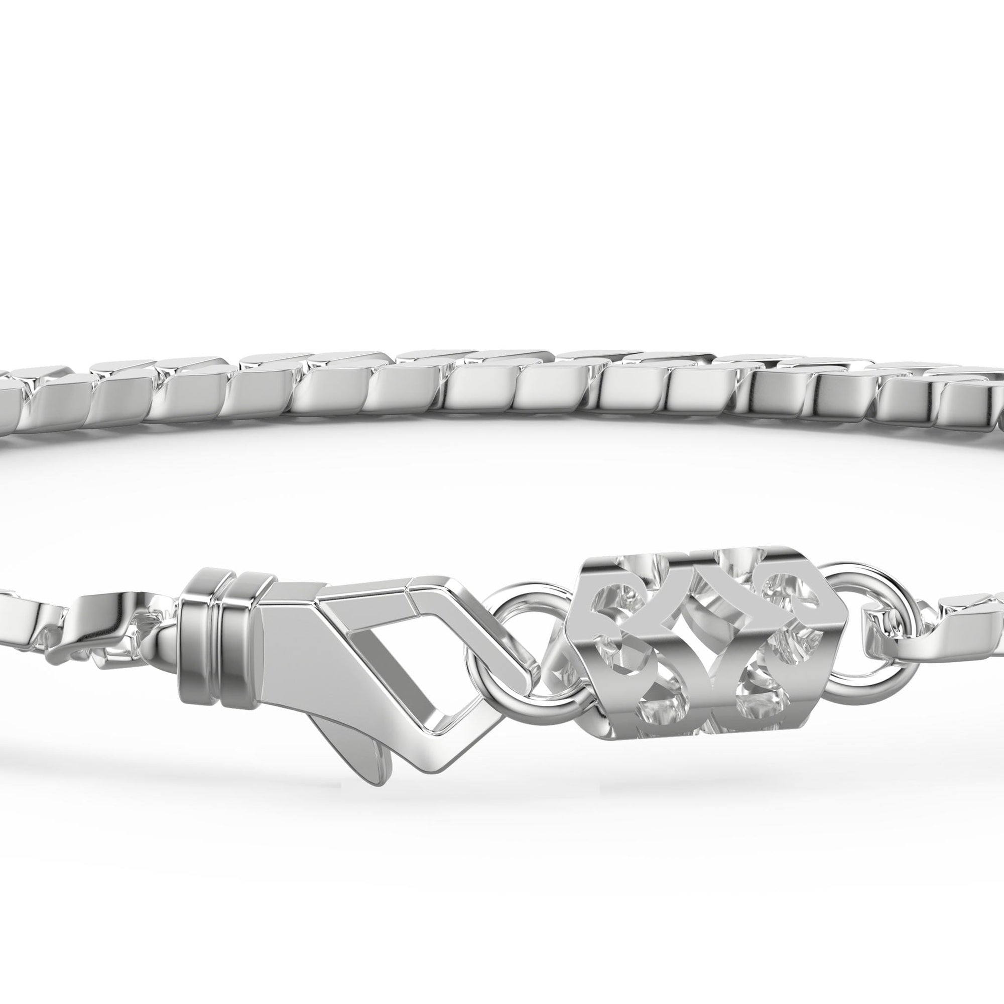 8" On-Trend Sterling Silver Curb Link Bracelet with Silver Compass Charm and Silver Rhodium Finish