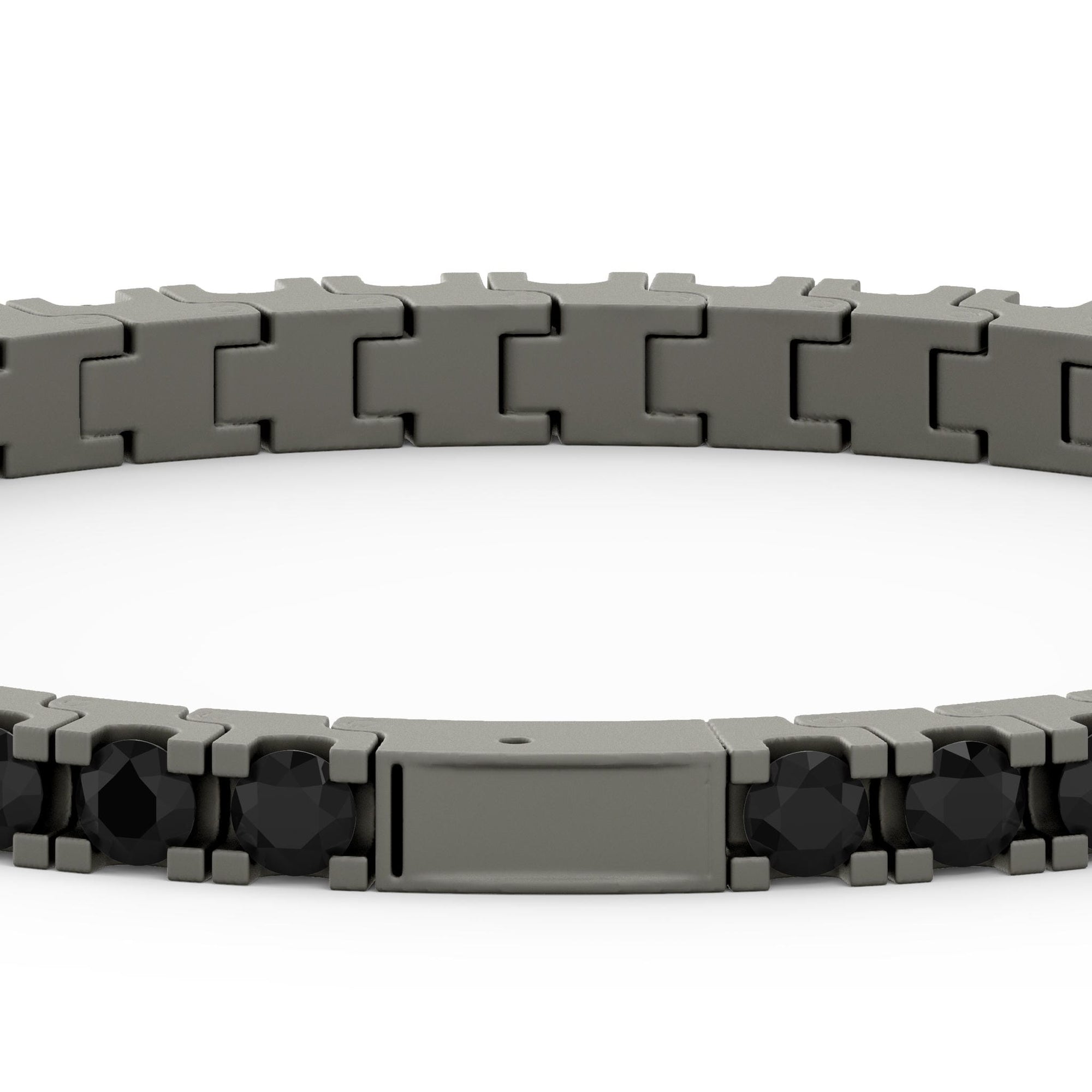 8" On-Trend Gray Titanium Bracelet with Black Spinel and Matte Finish