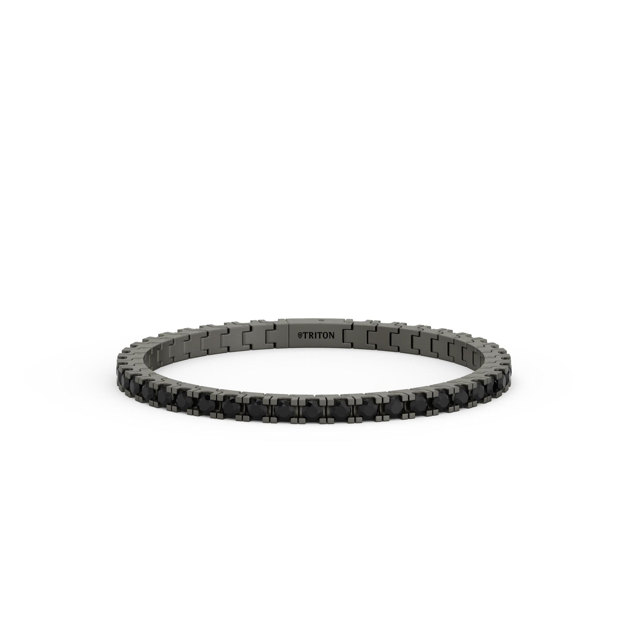 8" On-Trend Gray Titanium Bracelet with Black Spinel and Matte Finish