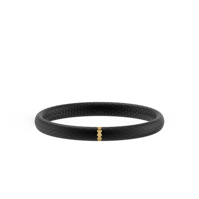 7.5" On-Trend Honeycomb Ceramic Stretch Bracelet with Matte Black and Gold Plated Accents