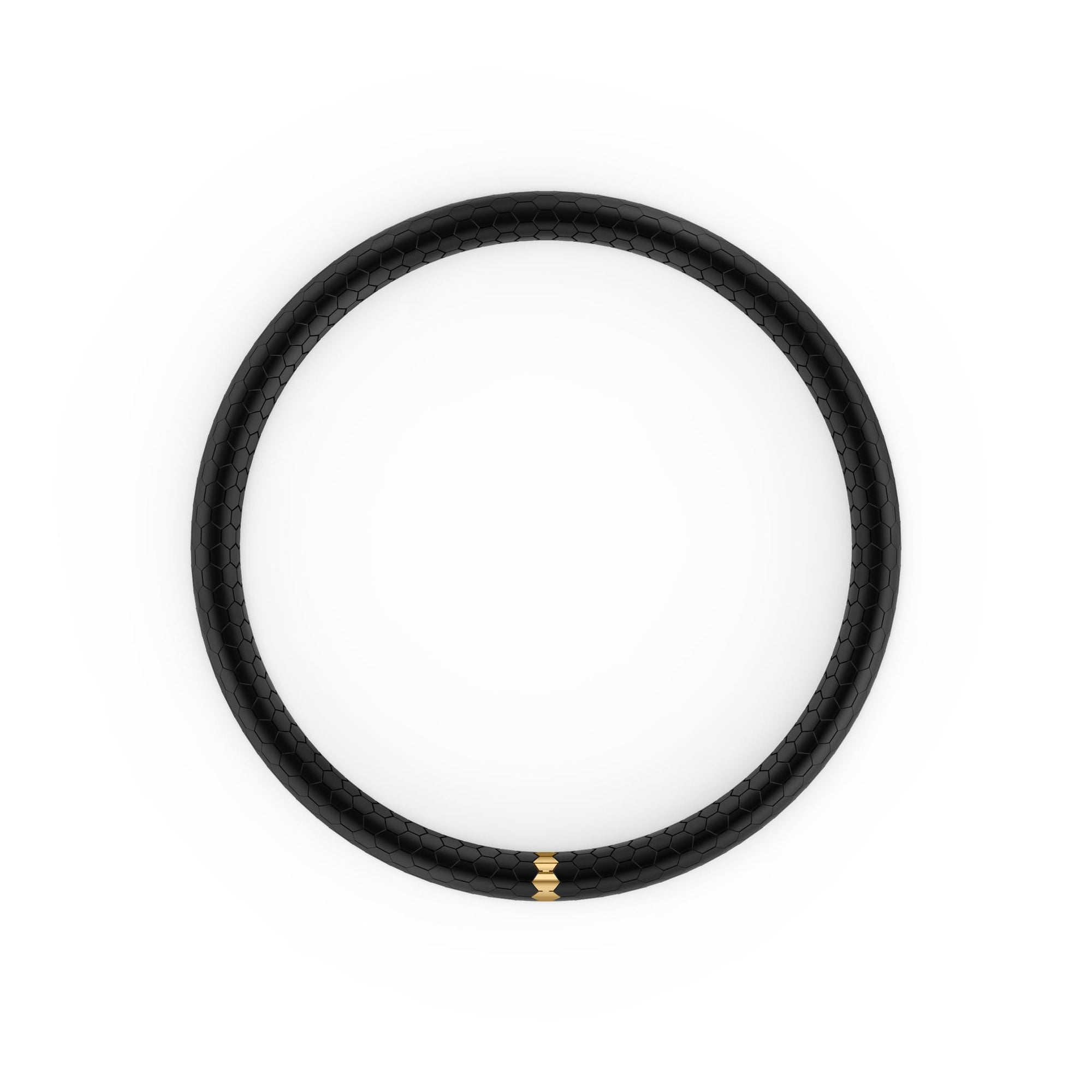 7.5" On-Trend Honeycomb Ceramic Stretch Bracelet with Matte Black and Gold Plated Accents