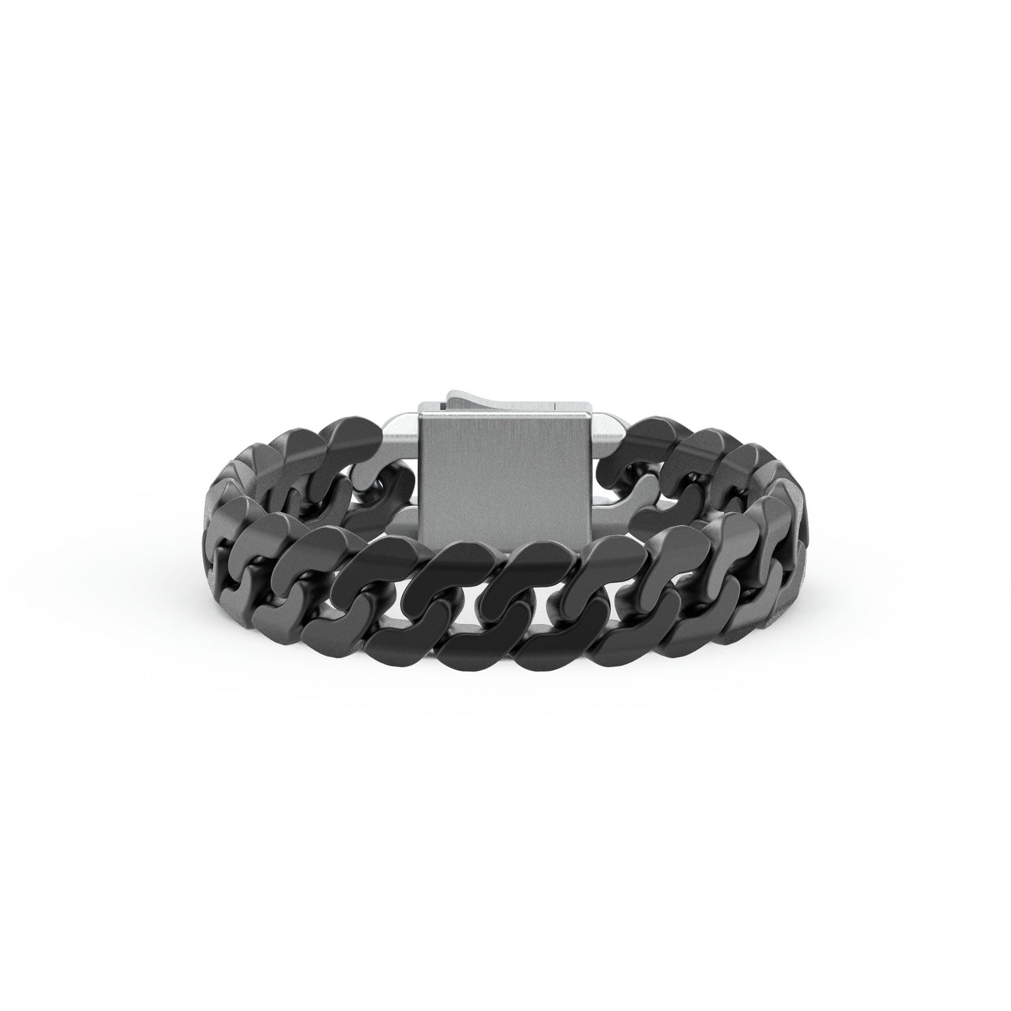 8" On-Trend Cuban Link Black Ceramic Bracelet with 15MM Links and Sterling Silver Clasp