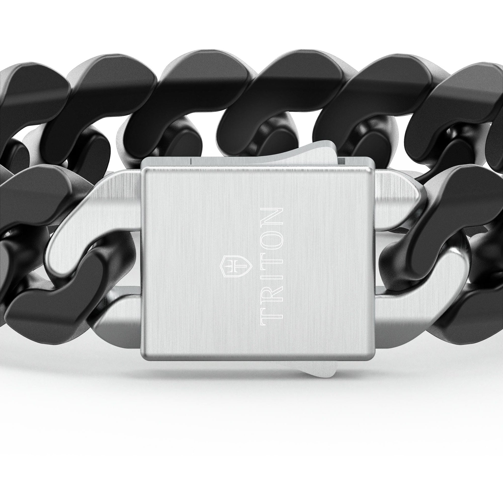 8" On-Trend Cuban Link Black Ceramic Bracelet with 15MM Links and Sterling Silver Clasp