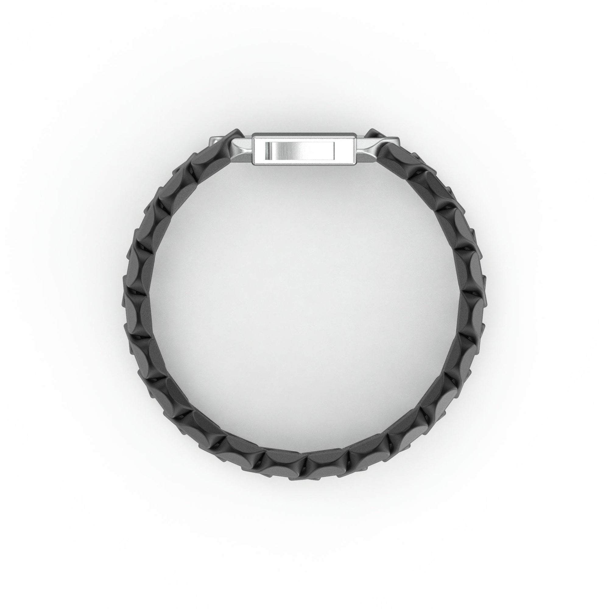 8" On-Trend Cuban Link Black Ceramic Bracelet with 15MM Links and Sterling Silver Clasp