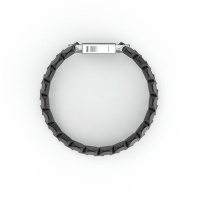 8" On-Trend Cuban Link Black Ceramic Bracelet with 15MM Links and Sterling Silver Clasp