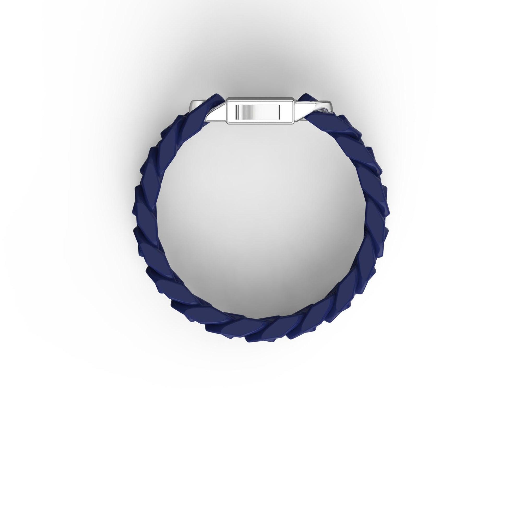 8" On-Trend Cuban Link Blue Ceramic Bracelet with 13.5MM Links and Sterling Silver Clasp