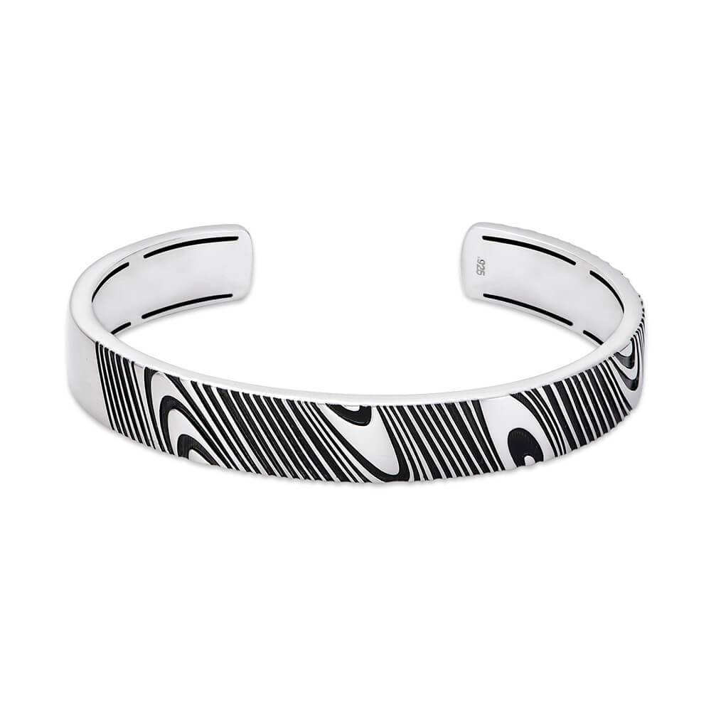 Triton Cuff Bracelet Silver with Damascus Pattern