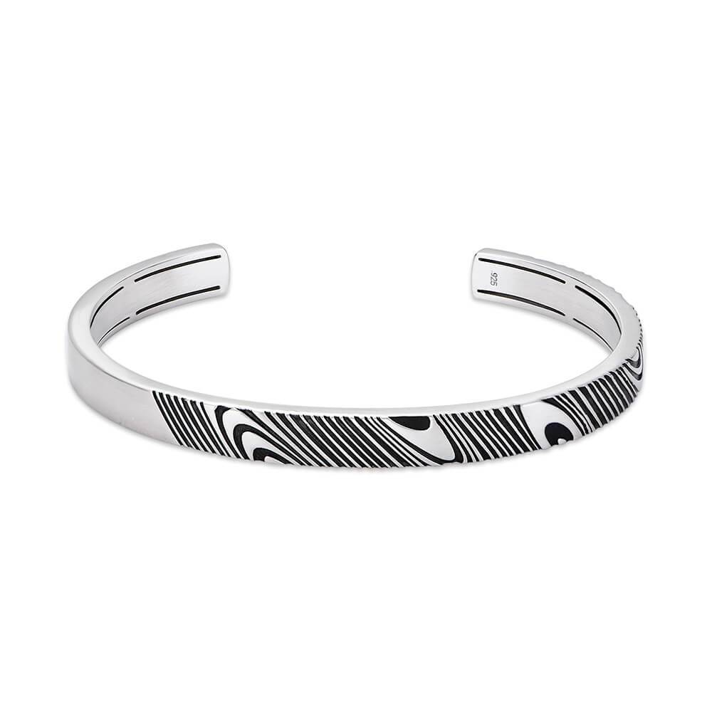 Triton Cuff Bracelet Silver with Damascus Pattern