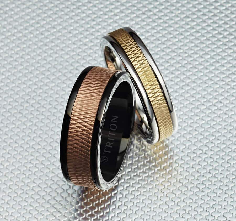 Triton Tungsten Carbide and 14K Gold Wedding Band Ring