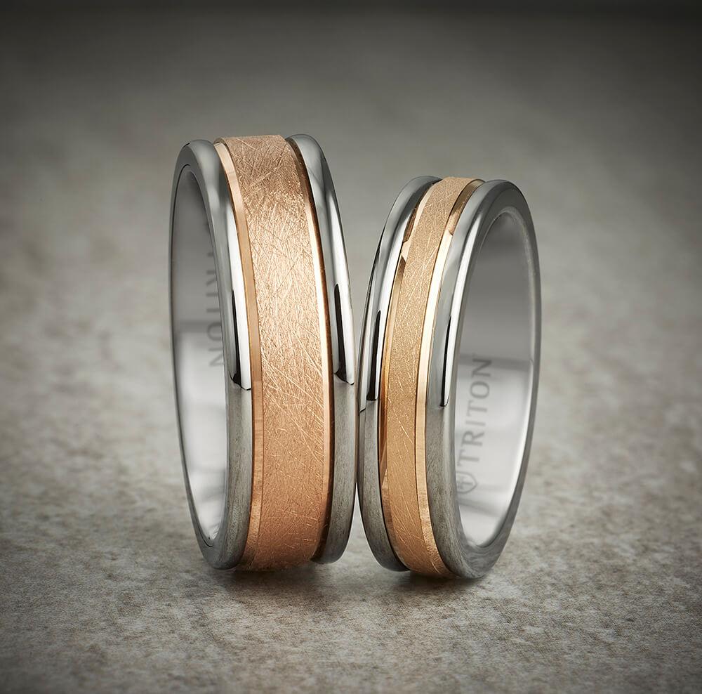 Triton Tungsten Carbide and 14K Gold Wedding Band Ring
