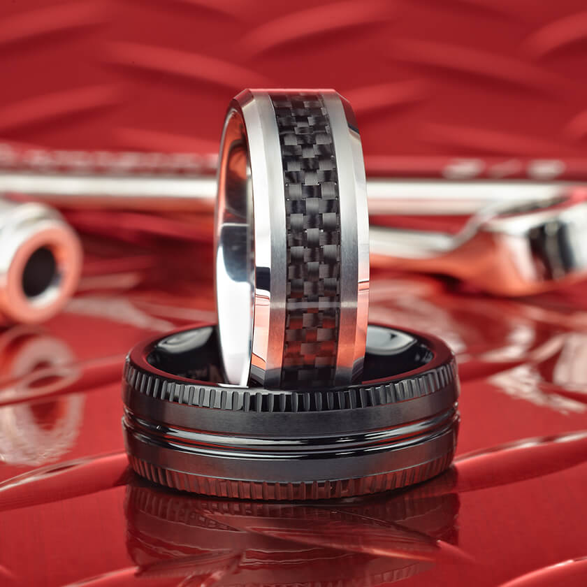 8MM Tungsten and Carbon Fiber Ring