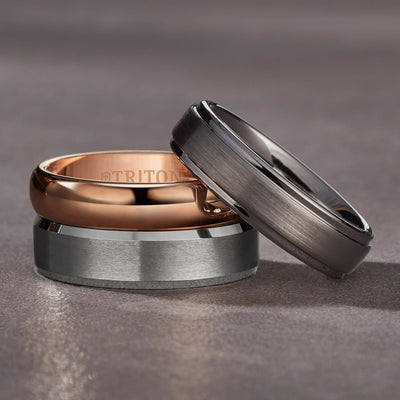 7MM Tungsten Carbide Ring - Brushed Finish and Step Edge