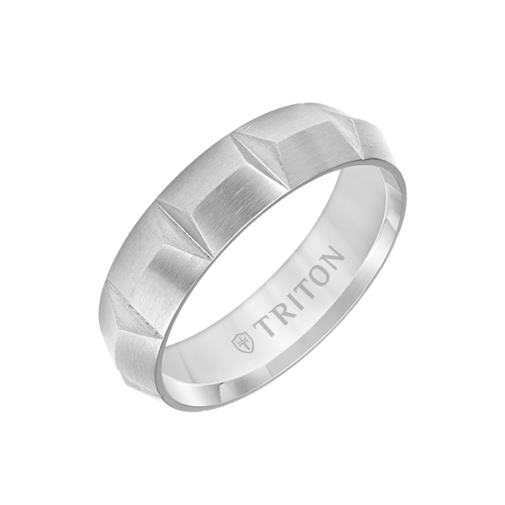 6MM Titanium Carved Ring with Brushed Finish