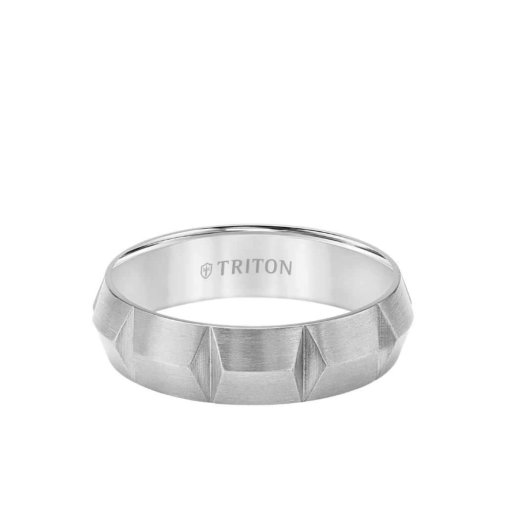 6MM Titanium Carved Ring with Brushed Finish