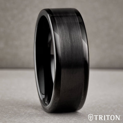 8MM Tungsten Carbide Ring - Satin Finish Flat Center and Round Edge