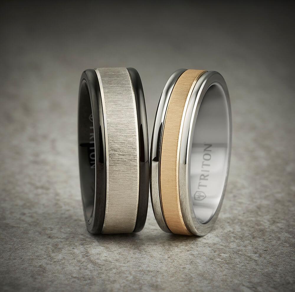 Triton Tungsten Carbide and 14K Gold Wedding Band Ring