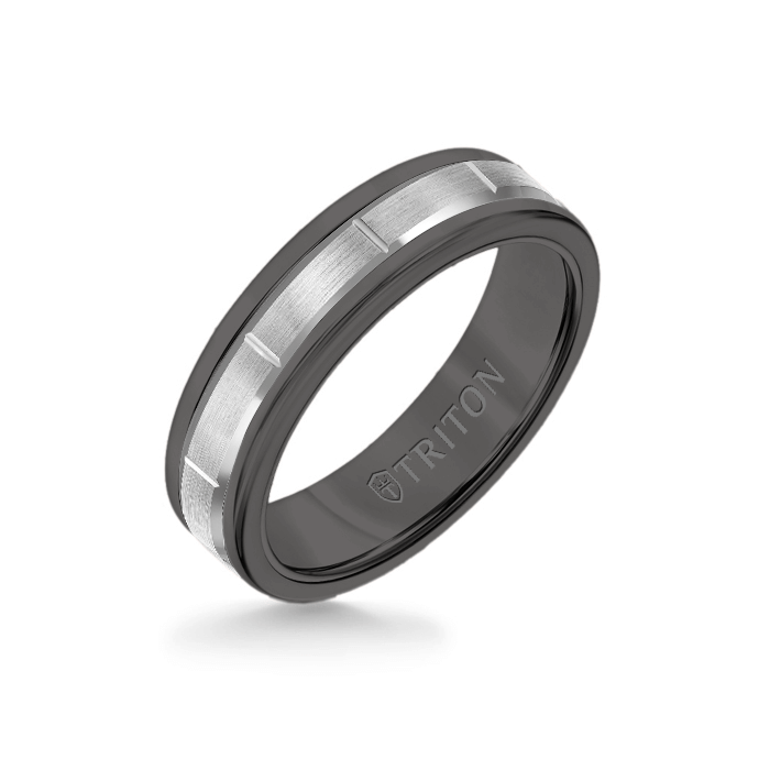 Triton Tungsten Carbide and 14K Gold Wedding Band Ring
