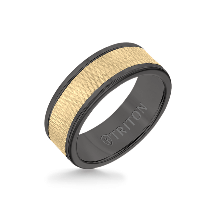 Triton Tungsten Carbide and 14K Gold Wedding Band Ring
