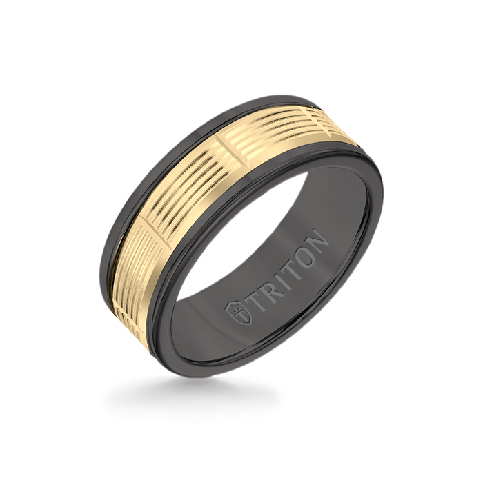 Triton Tungsten Carbide and 14K Gold Wedding Band Ring