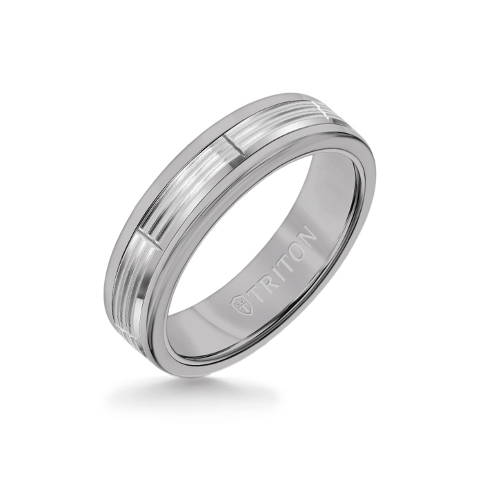 Triton Tungsten Carbide and 14K Gold Wedding Band Ring