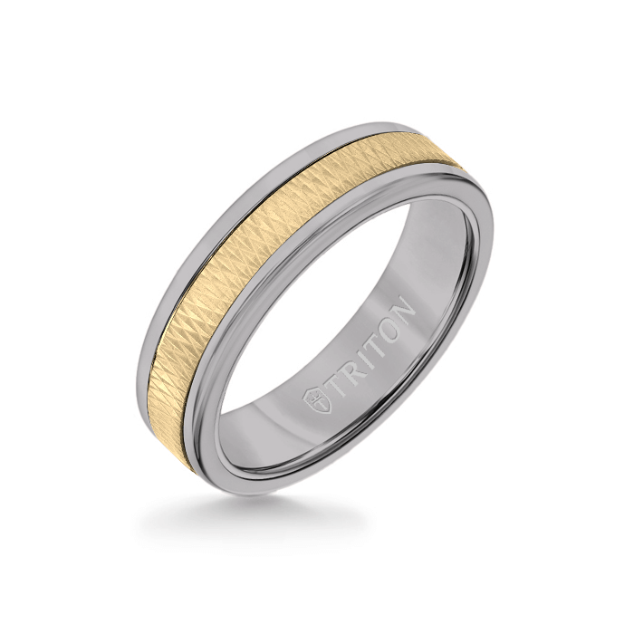 Triton Tungsten Carbide and 14K Gold Wedding Band Ring