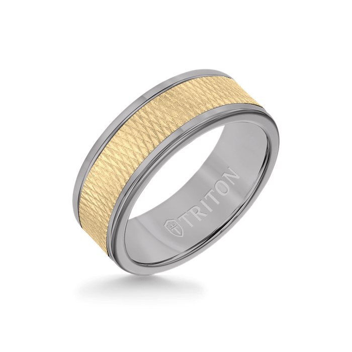 Triton Tungsten Carbide and 14K Gold Wedding Band Ring