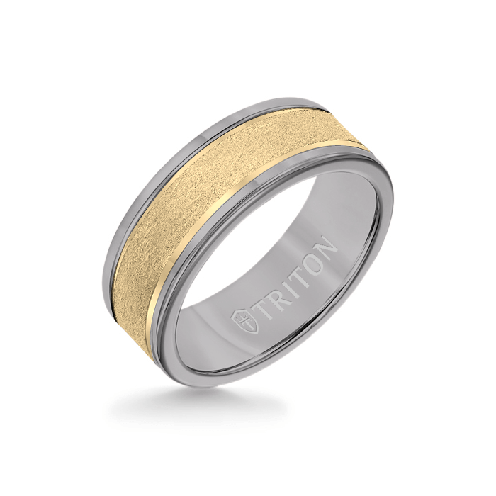 Triton Tungsten Carbide and 14K Gold Wedding Band Ring